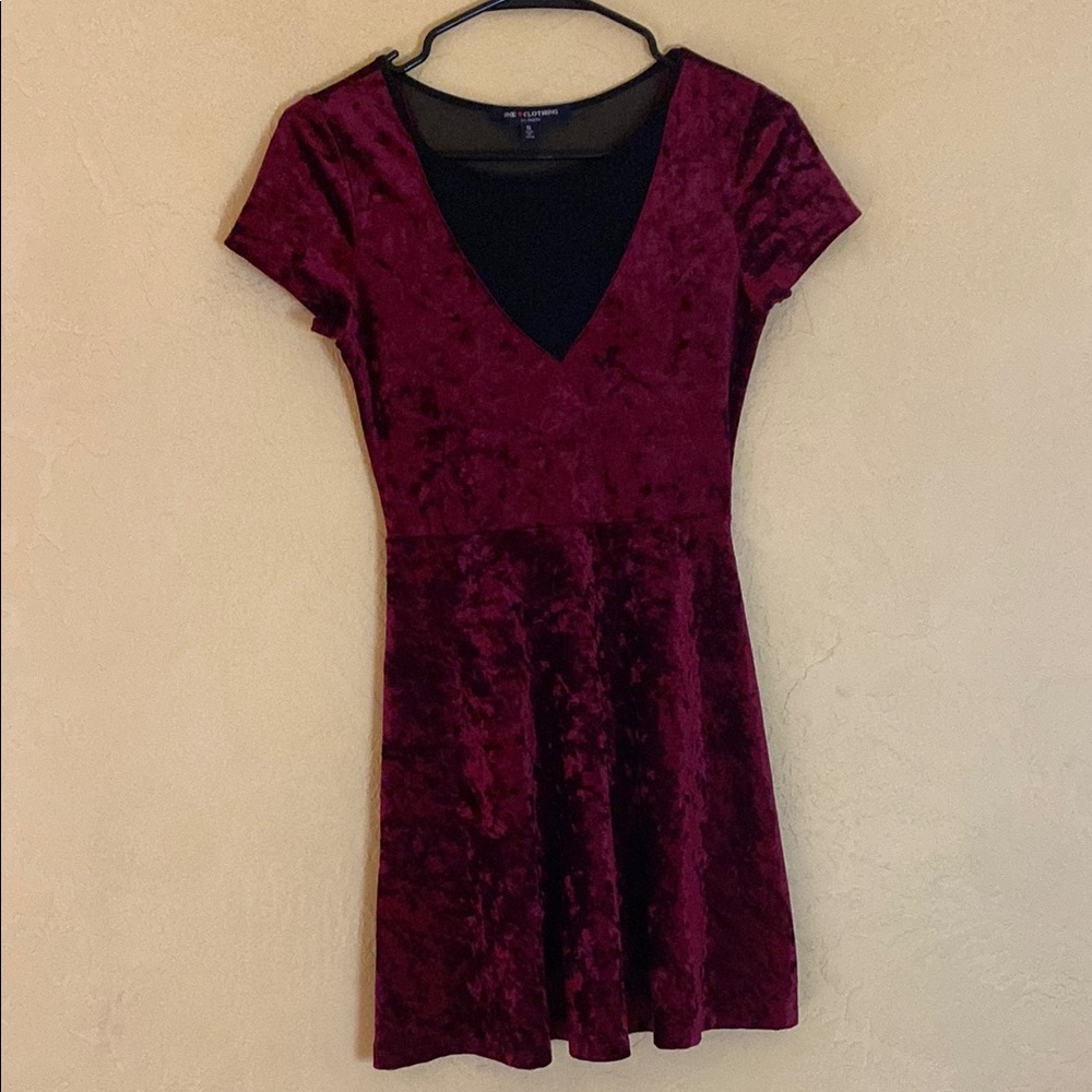 Velvet Fit and flare Burgundy Dress size small